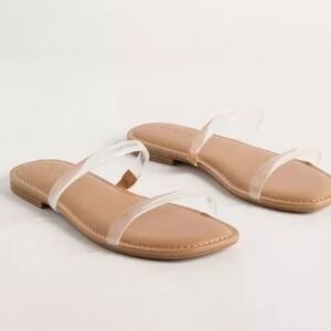 Torrid Thin Double Band Slide Clear Tan 9 Wide Wide Width New Nwt